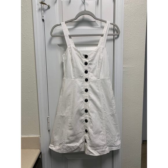 Madewell Linen Cotton Button-Front Tank Dress in Lighthouse White Size 0 - Picture 4 of 7